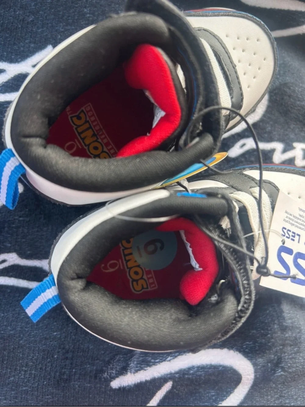 Unbranded Kids High-Top Sneakers with Sonic Graphic in Black/White/Blue